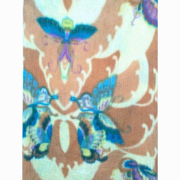 100% Wool Scarf Shawl Wrap Butterfly Design Artsy Fairy Boho Earthy - Picture 8 of 8
